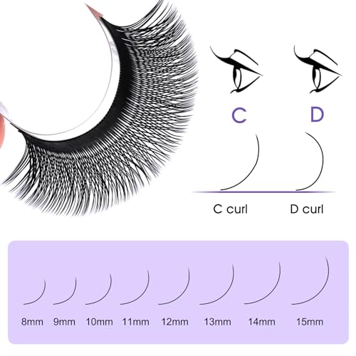 NATUHANA YY Lash Extensions 0.07 D Curl 9-15mm Mix Premade Fan 4D Y Black