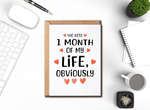1-Month Anniversary Greeting Card for Boyfriend - Love & Romantic Gift