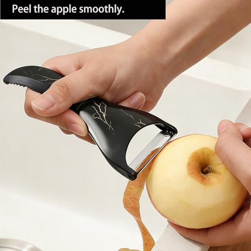 Ergonomic Vegetable Peeler with Stainless Steel Blade - Lightning Pattern