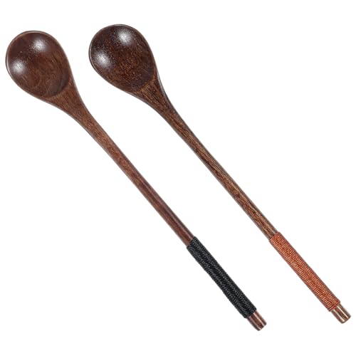 Wooden Honey Spoon Set - 2PCS Long Handle Stirring Spoons