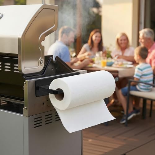 Black Magnetic Paper Towel Holder - No Drill, Heavy-Duty Design