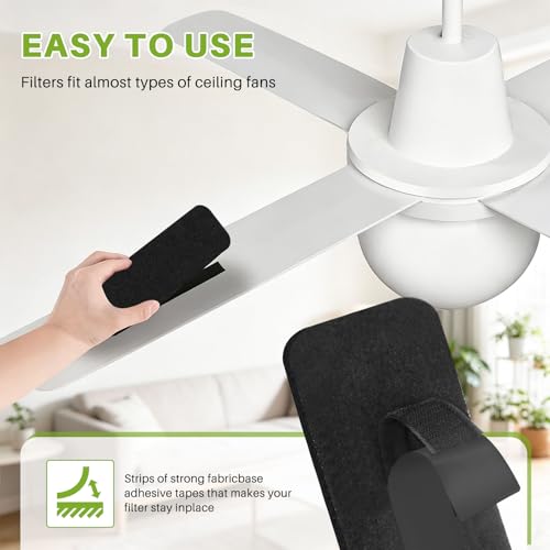 Fanluter 10 Pack Ceiling Fan Filters - Activated Carbon Odor Eliminators