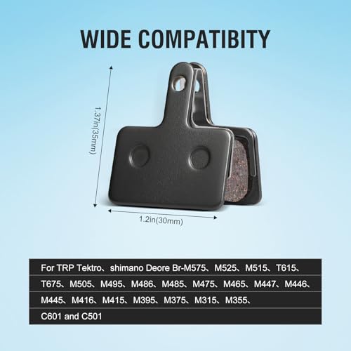 4 Pairs Bike Brake Pads, Disc Brake Pads (Resin,Semi-Metallic) for Mountain Bike Disc Brakes, Bicycle Brake Pads Compatible with TRP Tektro Shimano Deore Br Ebike Brake Pads