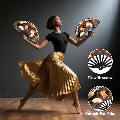 13-Inch Folding Dance Fan for Line Dancing, Festivals & Parties