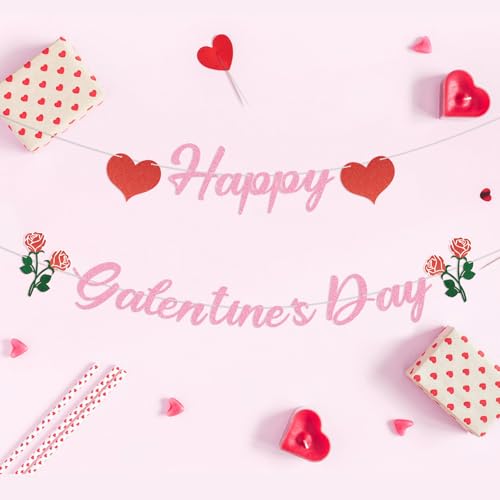 Happy Valentine's Day Banner with Roses & Hearts - 18 Flags