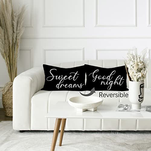 Rusenbao Black Flannel Throw Pillow Covers - 20x12 Inches