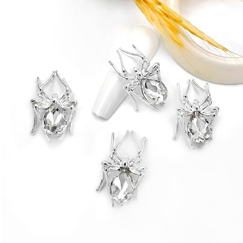 Spider Nail Charms Rhinestones - 20 Pcs Gold & Silver Alloy DIY Art