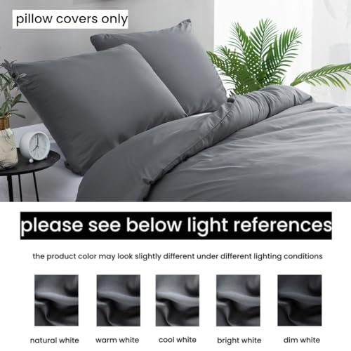 Mohap Gray Queen Zipper Pillowcases 2-Pack Microfiber Super Soft Hotel Quality