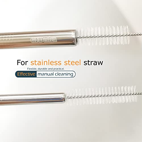 Stainless Steel Straw Cleaning Brushes Set - 8 Pack with Nylon Bristles