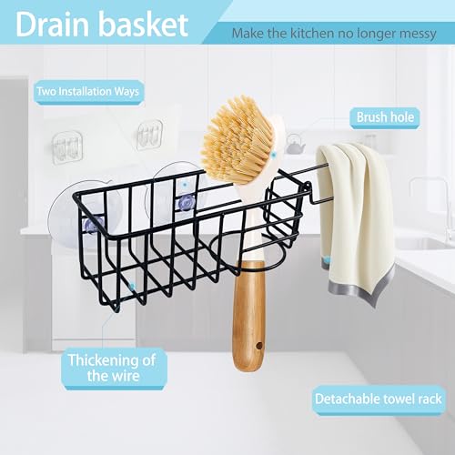 3-in-1 Stainless Steel Kitchen Sink Sponge Holder & Dish Cloth Hanger - 1p