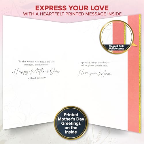 Gold Foil Mother's Day Card from Son - 5x7in Floral Design