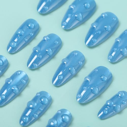Cat's Eye Press on Nails Short Almond Fake Nails Acrylic Kit