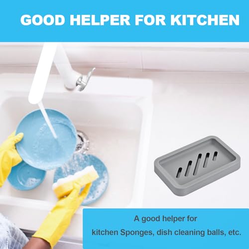 Mcyye 2PCS Grey Soap Holders - Premium Plastic Dish for Bath & Kitchen