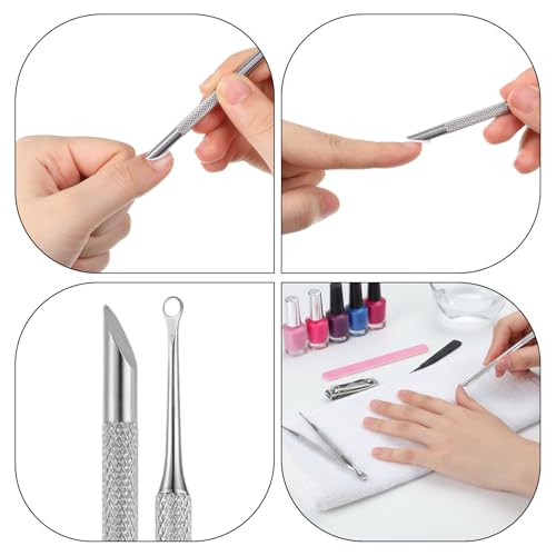 Metal Cuticle Pusher and Scraper Tool with 5 Sandpaper Sheets