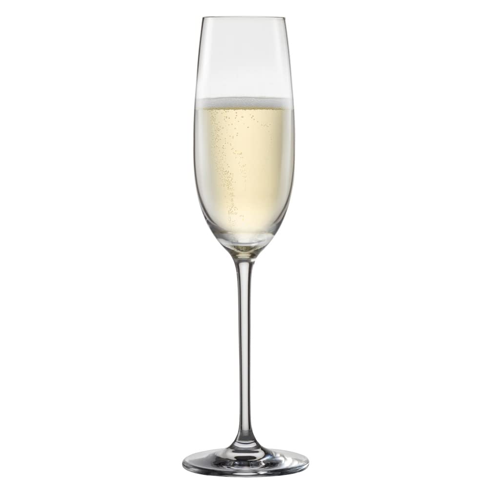 Schott Zwiesel Vinos Champagne Glasses (Set of 4), Graceful Champagne Glasses with Moussing Point, Dishwasher Safe Tritan Crystal Glasses, Made in Germany (Item No. 130010), Crystal