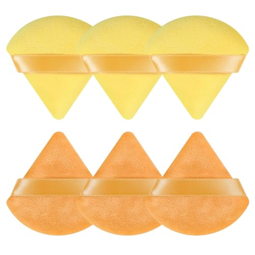 Pimoys Powder Puffs 6-Pack Soft Velour Triangle Makeup Sponges Orange