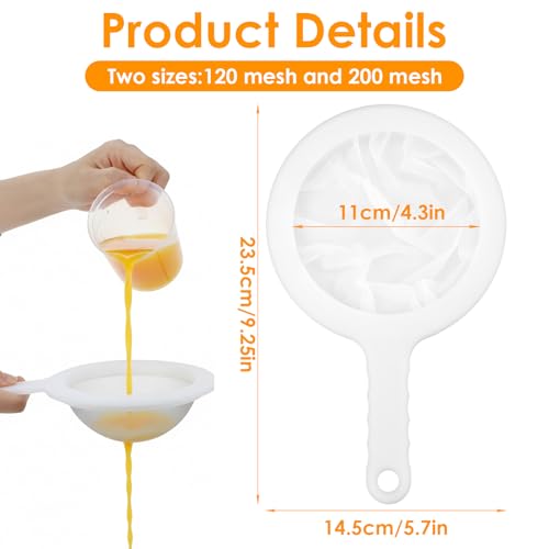 Grevosea 2-Piece Fine Mesh Strainer Set with Handle - 120 and 200 Mesh