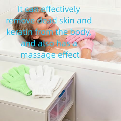 Geettcaifu Exfoliating Bath Gloves 4 Pairs, Double-Sided Nylon Body Scrubber