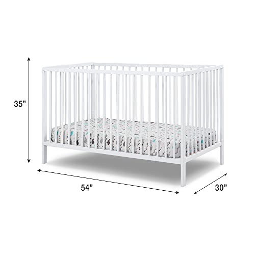 Sorelle Furniture Happy 3-in-1 Convertible Crib, Baby Crib to Toddler Bed, Sustainable Beech Wood, Non-Toxic Finish, Simplistic Nursery Furniture - White