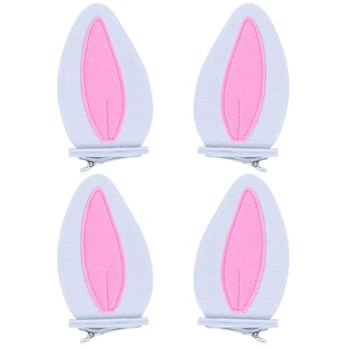 Sucrain White Bunny Ears Hair Clips 4-Piece Easter Costume Accessories