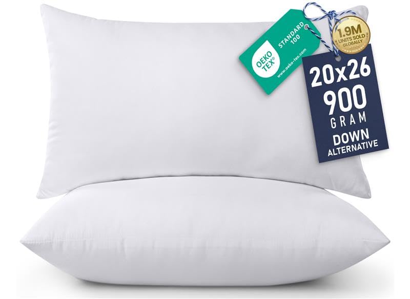 Utopia Bedding 20x26 Pillow Inserts, Set of 2, White – Indoor Decorative Throw Pillows for Bed, Sofa & Couch – Soft, Supportive & Fluffy Cushion Inserts