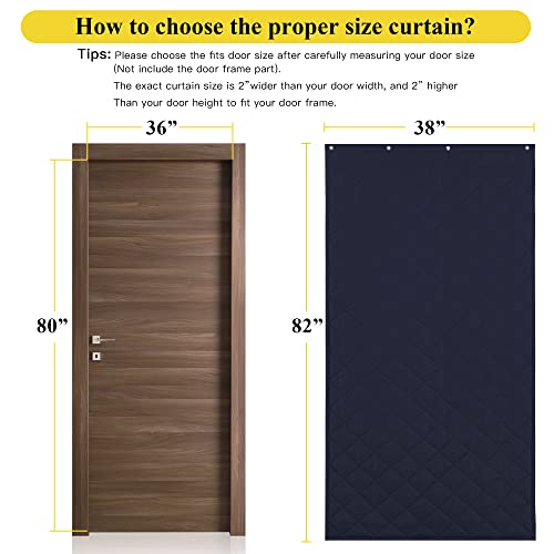 NICETOWN 38x82 Inch Thermal Insulated Door Curtain - Navy Blue, 1 Pack
