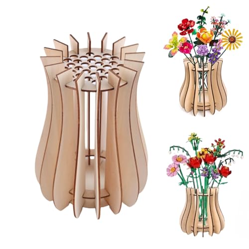 Wooden Puzzle Vase for Lego Flowers & Artificial Floral Arrangements