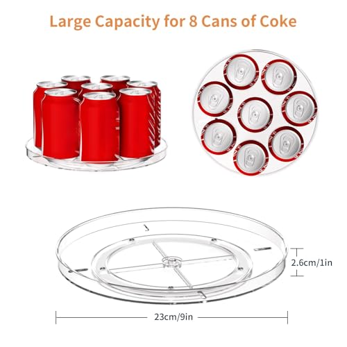 9 Inch Lazy Susan Organizer Tray Set - 2 Pack Clear Rotating Storage