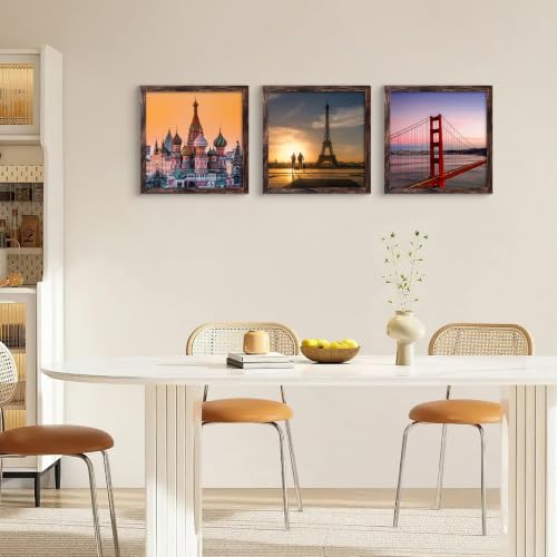 12x12 Picture Frame in Brown - Rustic Engineered Wood for Diamond Art