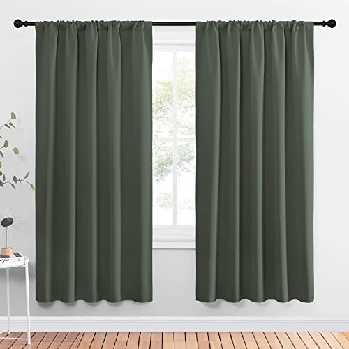 NICETOWN Dark Mallard Blackout Curtains 52" x 72" - 1 Pair Thermal Drapes