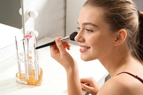 YOFAN Heart-Shaped Acrylic Makeup Brush Holder - 12-Slot Vanity Organizer
