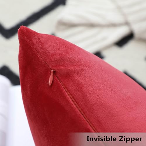 Home Brilliant Velvet Throw Pillow Cover 12x20 for Lumbar Support - Red