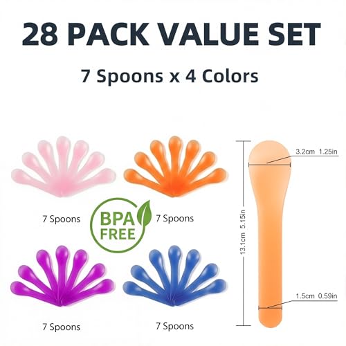 Color Changing Ice Cream Spoons - 28-Pack Flexible 5.15" Spoons