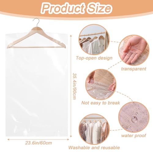 RAINFLOW 30 Pack Clear Garment Bags - 60x90cm Hanging Clothes Covers