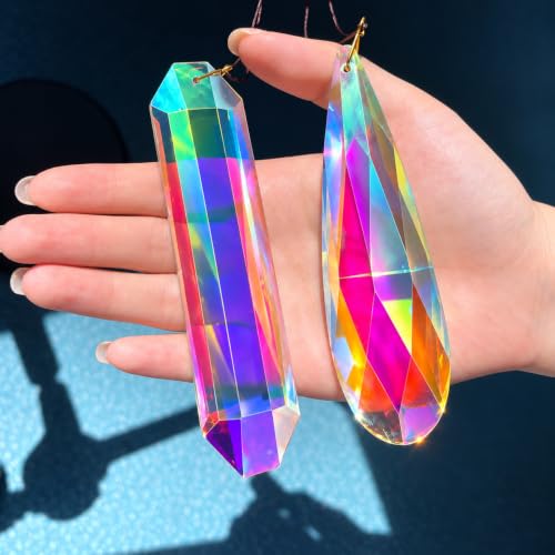 OULANITE Crystal Sun Catchers for Windows - 2 Pack Rainbow Prism Decor