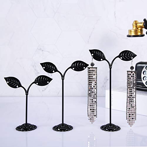 Autodeco Leaf Shape Earring Display Stand Set - Adjustable Metal Jewelry Organizer for Retail & Photography
