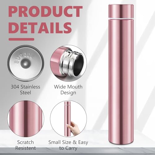 Vesici Rose Gold Slim Stainless Steel Water Bottle 8.8 oz - Insulated Design for Travel