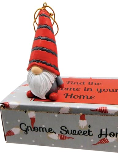 Scandinavian Gnome Ornament Set with Handpainted Figurine for Christmas Decor