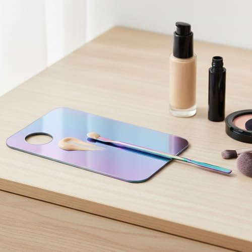 Thinp 2-Set Acrylic Makeup Mixing Palette and Foundation Spatula Tray