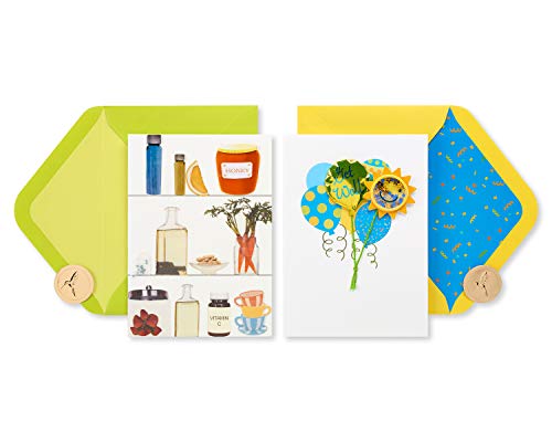Papyrus Get Well Soon Greeting Cards - Remedies and Balloons Set (2-Count)