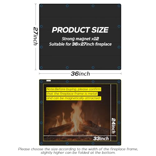 PAWBOSE Magnetic Fireplace Cover - 36x27 Inch Draft Stopper