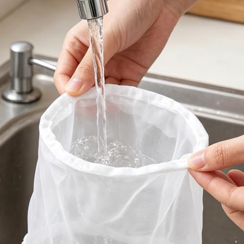 Reusable Cheese Cloth Strainer Bags - 6 Pack Nylon Filter with Drawstring