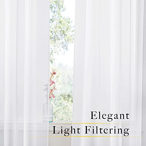 NICETOWN White Sheer Curtains - 54" W x 96" L, 2-Panel Voile Set