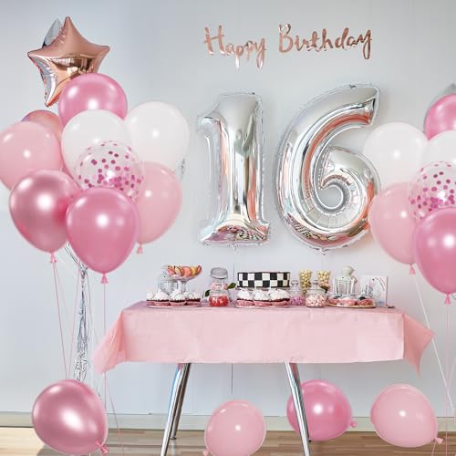 Pink Confetti Balloon Kit 12 Inch Metallic & Pearl Pastel Party Decorations