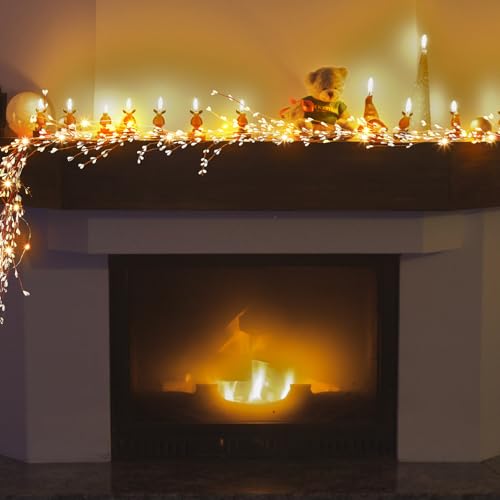 8.86ft Christmas Garland with Lights and White Berry Decor - Flexible Holiday Decor