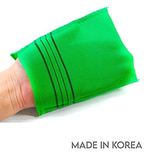 Korean Exfoliating Body Scrub Washcloth Mitts 4-Pack Green Italy Towel