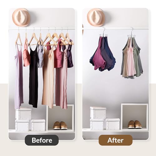 ZEDODIER Tank Top and Bra Hanger, 24-Garment Rotating Closet Organizer - Silver