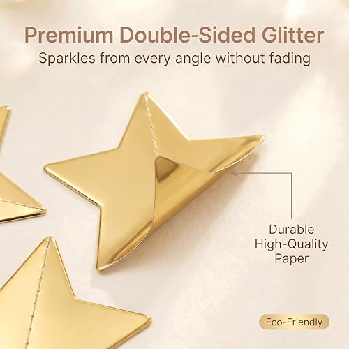 Gold Star Garland - 131FT Glitter Paper Star String for Parties