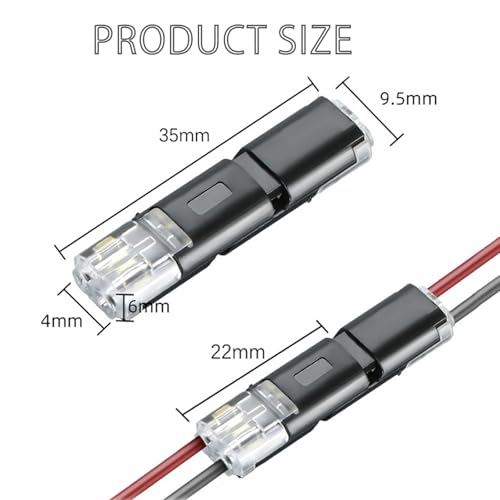 20 Pack 2-Pin LED Strip Light Connectors with Locking Buckle