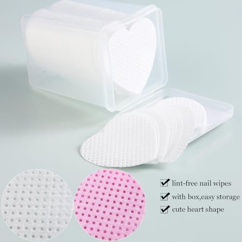Fcozpjk 400Pcs Lint Free Nail Wipes Heart Shape Polish Remover Pads
